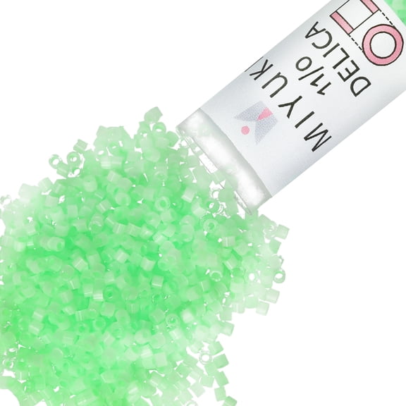 Miyuki Delica Seed Beads – Size 11/0 (1.6 mm), DB1858, Silk Inside Dyed Mint Green, 7.2 g, Approx. 1440 Beads