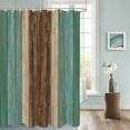 thumbnail image 3 of Fabric Shower Curtain, Green and Brown Striped Geometric Retro Wood Grain Bathroom Curtain with 12 Hooks Waterproof No Bad Odor Machine Washable Bath Curtains for Bathroom, Spa Room, 72"x78", 3 of 6