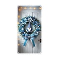 thumbnail image 1 of Hearth & Gear Winter Curtain With Pattern Featuring Blue Striped Ribbon And Suitable For Home Porch Festive Front Door Wall Hanging And Party/holiday Outdoor . Party Flags for outside Party Dress for, 1 of 6