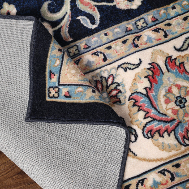 Superior Zadar Medallion Washable Indoor Area Rug, 2' x 15', Navy Blue/ Ivory