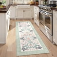 thumbnail image 2 of Garvee 2'x6' Floral Runner Rug Geometric Bordered Carpet, Butterfly Printed Rug Washable Non Slip Rug for Hallway Bedroom Farmhouse, Green, 2 of 8