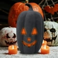 thumbnail image 2 of Clay Jack-o'-Lantern Tabletop Decor,Brown, 6.29",Harvest Party Supply,Hallowmas Handcrafted Jack-O'-Lantern,Artisanal Halloween Decor with Hand-Carved Details,2025 Fall Halloween(Dark Gray,6.29 inch), 2 of 9