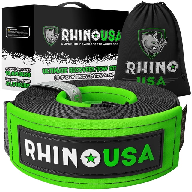 Recovery Tow Strap Rhino USA, 3 m x 6 m, 14.270 kg, resistencia a la rotura