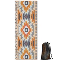 Brown Geometric Quatrefoil Pattern Hot Yoga Mat Towel Non Slip for Hot Yoga - Quick-Drying Yoga Mat Cover with 4 Corner Pockets with Travel Bag - Hot Yoga Towel Non Slip 70"x26"