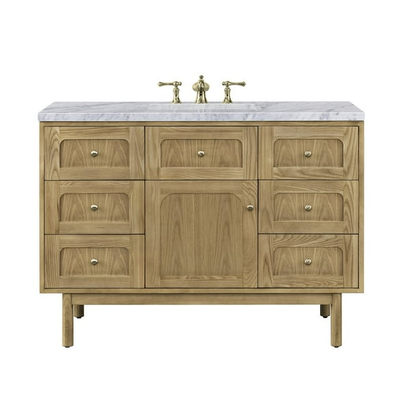 James Martin Vanities 48" Single Vanity, Light Natural Oak w/ 3 CM Carrara Marble Top