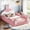 Pink, variant on Bellemave Twin Size Upholstered Floor Bed with Rabbit Headboard, Plush Montessori Bed Frame with Side Storage Pockets & Safety Guardrails, Pink