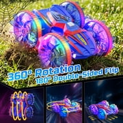 JoyStone Amphibious Remote Control Car Boat with LED Lights, 4WD RC Stunt Car Toy for Boys Girls, Water Beach Pool Toys for Kids Ages 8-12, Red&Blue