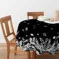 thumbnail image 2 of Christmas Tablecloth 60×60 Inch Round, Floral Leaf Black Washable Table Cover for Party Picnic Dinner Decor, 2 of 6