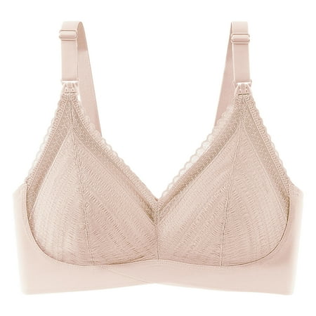 Quealent Nursing Bras for Breastfeeding Seamless Ultra Comfort Maternity Bra Natural Shape Pregnancy Sleep Bralette (Beige 38)