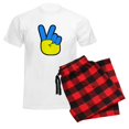 thumbnail image 6 of CafePress - Ukrainian Flag Peace Sign Ukraine Native H Pajamas - Men's Light Loose Fit Cotton Pajama Set, 6 of 7