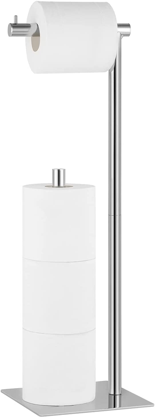Freestanding Metal Toilet Paper Roll Holder ,Silver