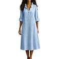 thumbnail image 2 of Guieoi Plus Size Solid-Color Embroidered Dress,Womens Dresses Blue XXL, 2 of 6