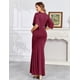 thumbnail image 3 of Vestido largo de maternidad AISWI con faja de flores burdeos talla S, 3 of 6