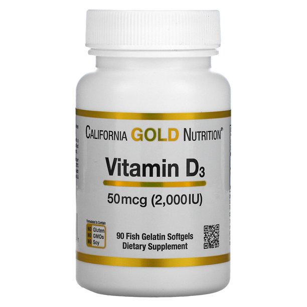 California Gold Nutrition Vitamin D3, 50 mcg (2,000 IU), 90 Fish