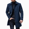 thumbnail image 2 of FRSASU Men's Mid‑Length Overcoat Single‑Breasted Notched Lapel Collar Warm Casual Business Winter Outerwear Coat Navy, 2 of 6