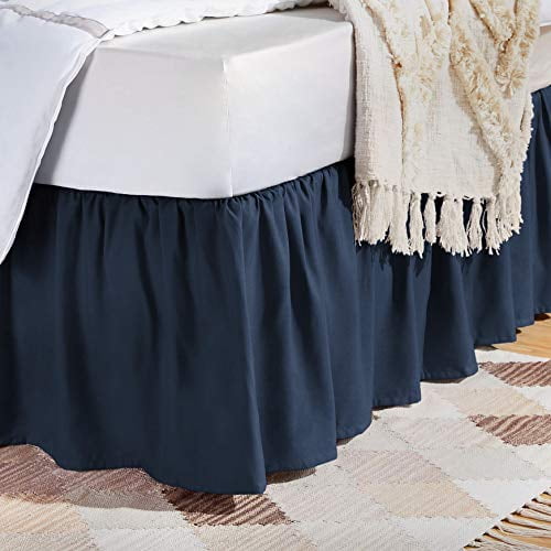 Basics Ruffled Bed Skirt Queen, Navy Blue