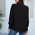 thumbnail image 4 of Women's Long Sleeve Casual T Shirts Chiffon Button V Neck Tunic Lapel Business Work Shirts Loose Comfy Blouses Lightweight Soft Dressy Clothes 2026 Trendy Teen Girls Preppy Shirts, 4 of 7