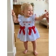 thumbnail image 5 of Loicainy Baby Toddler Girls 4th of July Romper Dress 3 6 12 18 Months Flag Letter Embroidery Short Sleeve Crew Neck Striped Bodysuit, 5 of 9