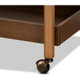 thumbnail image 4 of Baxton Studio Tahir Modern and Contemporary Walnut Brown Finished Wood and Antique Gold Finished Metal 2-Tier Mobile Bar, 4 of 5