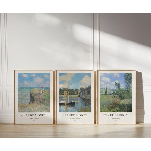 Luvia Monet Print Set Of 3 Gallery Wall Set Landscape Vintage Poster, Modern Wall Decor Set 3 Prints 8x12 UNFRAMED