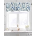 thumbnail image 2 of Blue Botanical Kitchen Valances for Windows Farmhouse Linen Window Valance Curtain for Living Room Window Treatment Spring Summer Leaf Pastoral Vintage Valance Rod Pocket Topper Drape, 54 x 18 Inch, 2 of 6