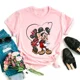 thumbnail image 3 of Camiseta de algodón rosa informal con estampado de dibujos animados de pato Daisy de Disney a la moda de verano, camisetas de cuello redondo, camiseta holgada de manga corta para niña, 3 of 5