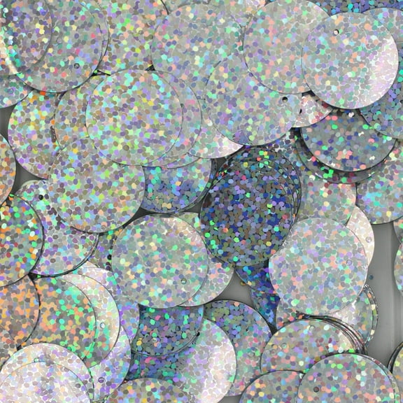 Silver Sequins 20mm Top Hole Hologram Glitter Multi Reflective Metallic Made in USA