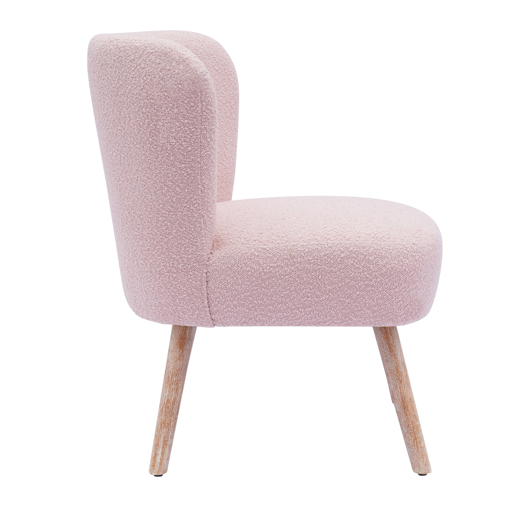 Modern 25" Wide Wingback Accent Chair with Water and Stain Resistant Boucle Upholstered Fabric, Dusty Peach