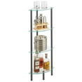 thumbnail image 2 of mDesign Glass Corner 4-Tier Storage Organizer Tower Cabinet - Dark Gray/Clear, 2 of 7