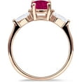 thumbnail image 5 of Three Stone Ring Kite Shape Ruby Cubic Zirconia Rose Tone 925 Sterling Silver, Size 5, 5 of 7