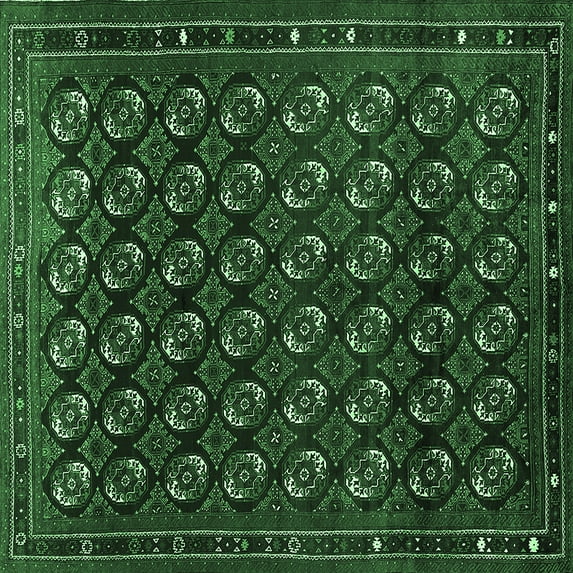 Ahgly Company Indoor Square Oriental Emerald Green Industrial Area Rugs, 3' Square