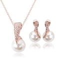 thumbnail image 2 of UDIYO Women Luxury Shiny Rhinestone Faux Pearl Pendant Necklace Stud Earrings Jewelry Set, 2 of 7