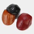 thumbnail image 4 of sunsanly Men Hat Vintage Style Solid Color Smooth Faux Leather Advanced Hat Mid-aged Men Beret Cold Weather Hiking Traveling Cap English Newsboy Cap, 4 of 8