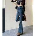 thumbnail image 4 of LEDP-pantalones vaqueros Retro de cintura alta para mujer, Jeans elásticos de Micro trompeta, diseño elástico de moda, sentido de borde crudo, Pantalones rectos delgados, 4 of 5