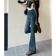 thumbnail image 4 of LEDP-pantalones vaqueros Retro de cintura alta para mujer, Jeans elásticos de Micro trompeta, diseño elástico de moda, sentido de borde crudo, Pantalones rectos delgados, 4 of 5