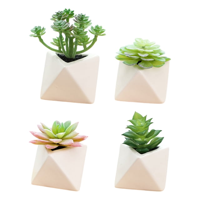 4 Uds simulación de plantas suculentas en macetas decoración creativa pequeño triángulo bonsái decoración artificial de interior plantas verdes