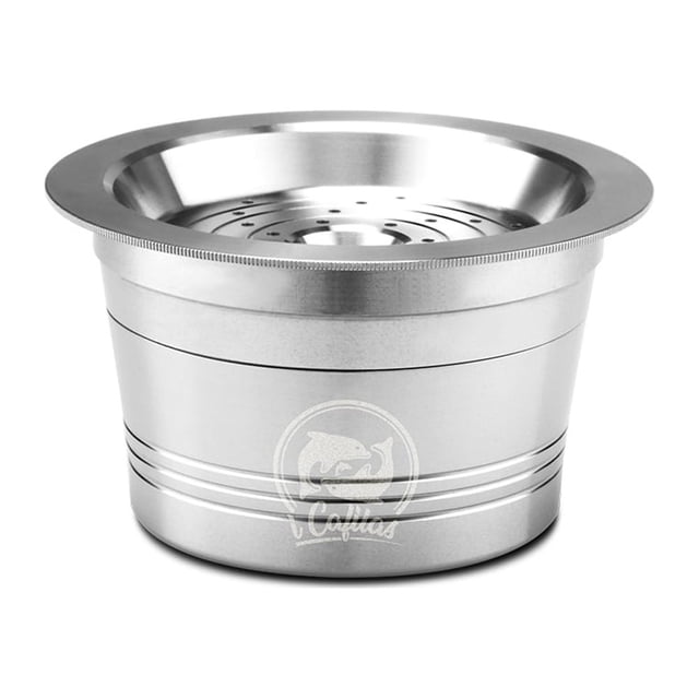 Graflsoa Eco-Friendly Stainless Steel Reusable Coffee Capsule for Cafissimo & Compatible Machines, Silver, 32x26x46mm, Includes Brush & Spoon, Gift Box Packaging