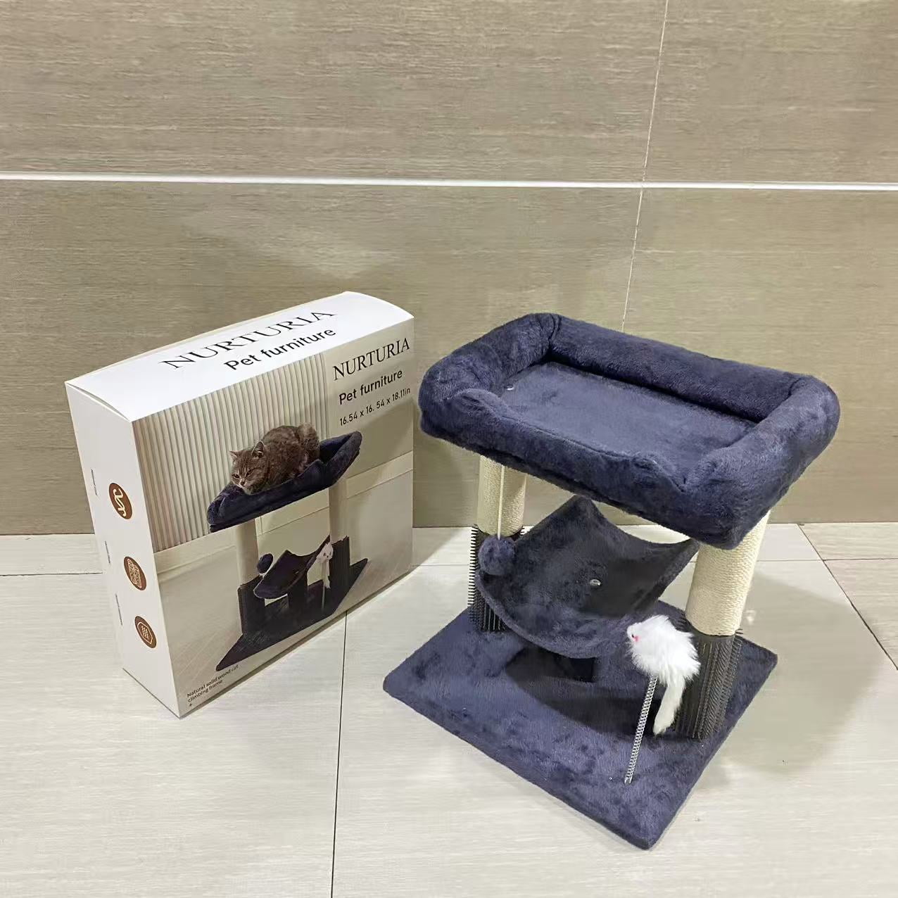 NURTURIA Pet furniture,Cat Tree Tower for Indoor Cats, Tall Cat Scratching Post with Large Bed for Maine Coon Big Cats, Sisal Cat Scratcher with Soft Perch & Hammock