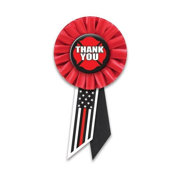 Beistle RS539 3.25 x 6.5 in. Thank You Firefighters Rosette