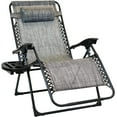thumbnail image 5 of Sun-Ray Oversized Patio Chair with Leg Stabilizers and Big Cupholder, Adjustable Zero Gravity Folding Reclining Outdoor Chair with Pillow, Grey, 5 of 10