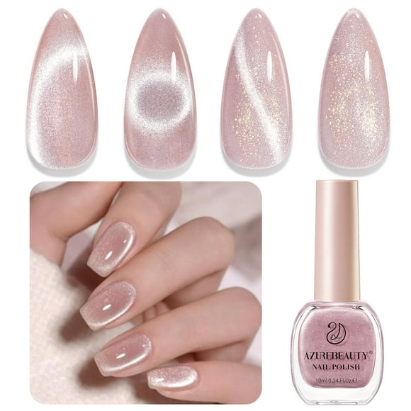Esmalte de uñas AZUREBEAUTY Cat Eye Nude Glitter Vegan 10 ml