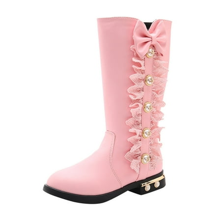 

Jpgif Kids Baby Girls Princess Shoes Fashion Bowkont Lace Knee Boots