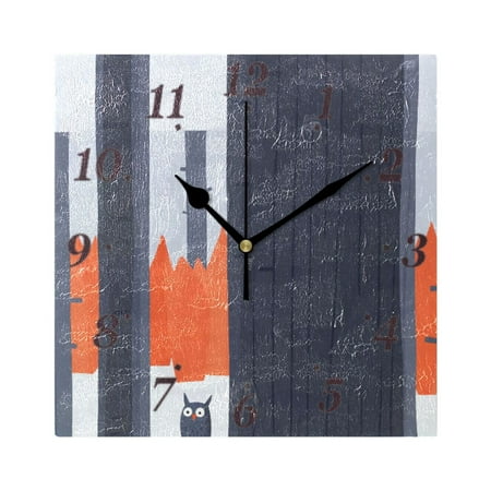 7.78in Owl in A Forest Square Wall and Table Clock Dual Use Vintage Design in Black or Gold