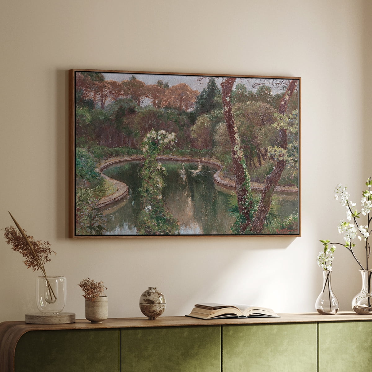 Vintage Landscape-CCCLXXII By Wexford Home Framed in Walnut Wood Gallery Wrapped Canvas 17 in. x 25 in.