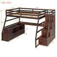 thumbnail image 3 of Full Loft Bed with L-Shaped Desk, Wood Full Size Bed Frame with 7 Drawers and 2 Storage Shelves, Safety Guard & Ladder, No Box Spring Needed, Espresso, 3 of 9