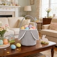 thumbnail image 4 of AURIGATE Easter Bunny Ear Corduroy Basket, 8.85×9.05in Cotton Easter Treat Bag with Handle, Easter Egg Hunt Bucket for Kids, Spring Holiday Party Favor & Gift Giving, 4 of 6