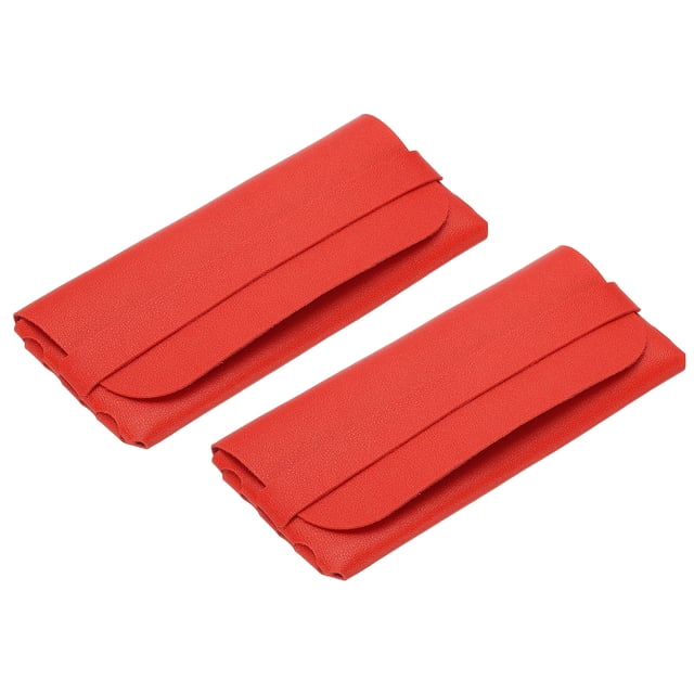 Uxcell 2 Pcs Fundas suaves para gafas de cuero, estuche portátil para gafas para mujeres y hombres, estuches para gafas de sol rojos
