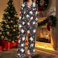 thumbnail image 4 of Christmas Pajamas Women's Two-Piece Christmas Pajamas Long Sleeve Button Shirt and Pants Set Home Clothes, 4 of 9