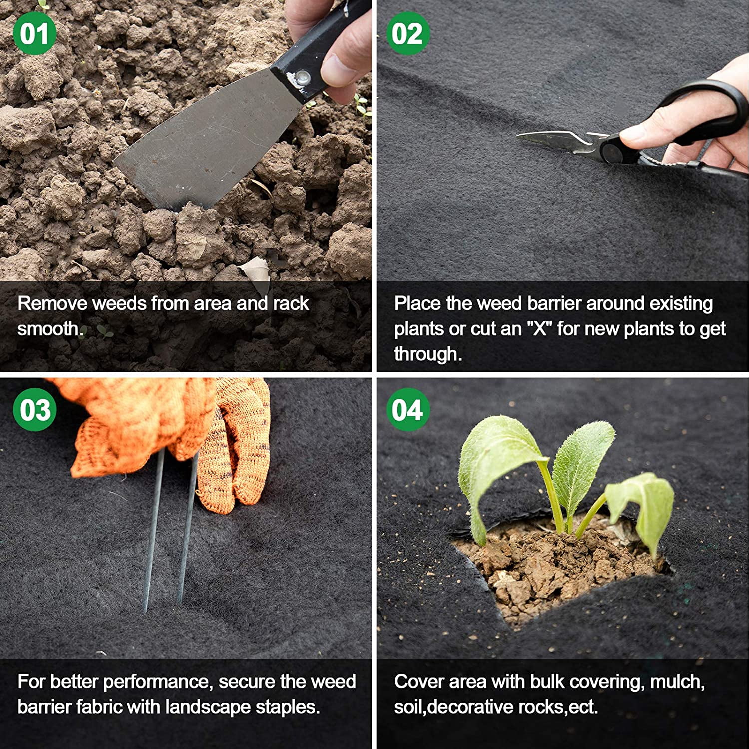 Amagabeli 5.8oz 3ft x 300ft Weed Barrier Landscape Fabric Heavy Duty Ground Cover Weed Cloth Geotextile Fabric Durable Driveway Cover Garden Lawn Fabric Outdoor Weed Mat