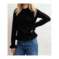 thumbnail image 4 of Women'S Solid Crew Neck Ruffle Hem Long Sleeve Knit Sweater, 4 of 8